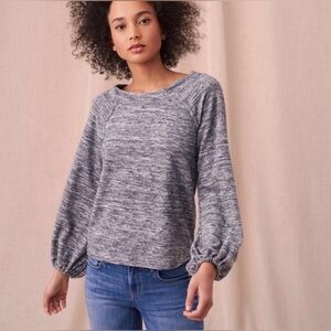 Lou & Grey Marled Terrycloth Puff Sleeve Sweatshirt